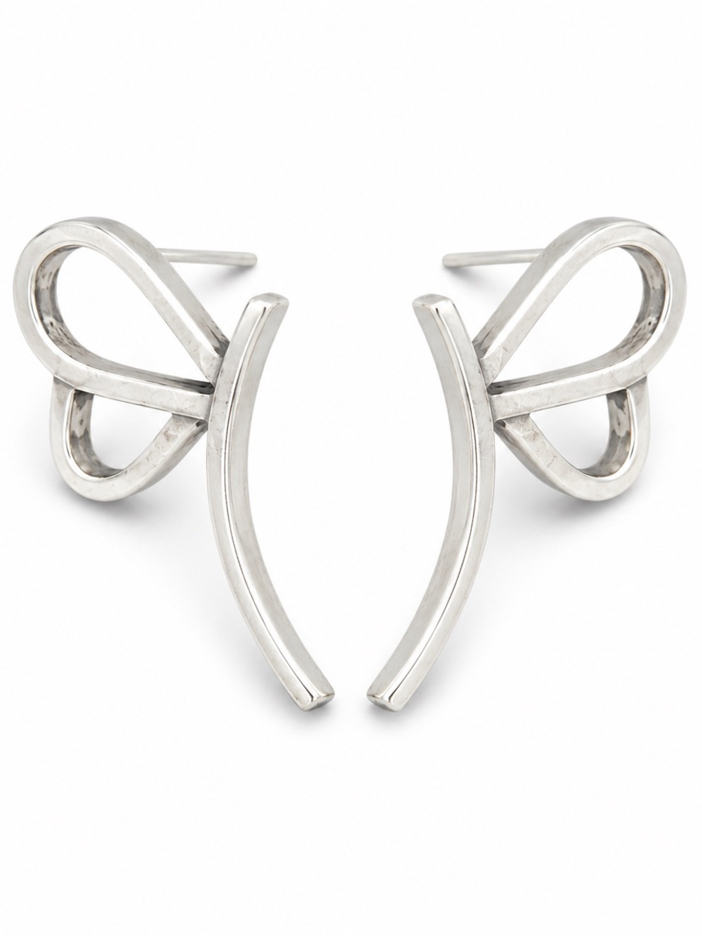 Sterling Silver 925 Abstract Ribbon Earrings | Modern Minimalist Design